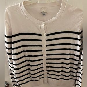 Black and white striped cardigan size SMALL